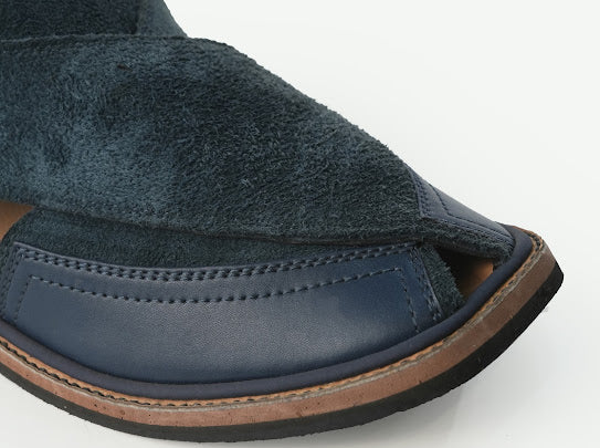 Blue Suede Peshawari Chappal