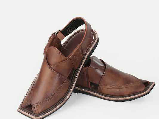 Wood Brown Peshawari Chappal