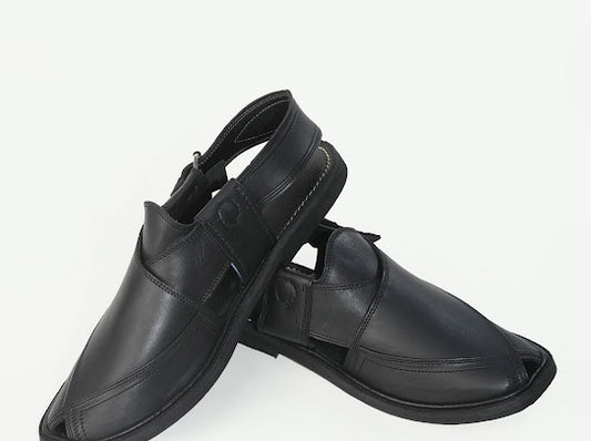 Black Classic Peshawari Chappal