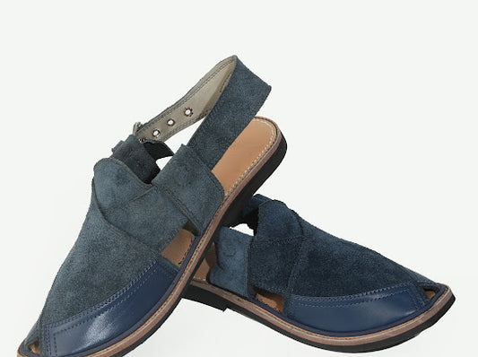 Blue Suede Peshawari Chappal