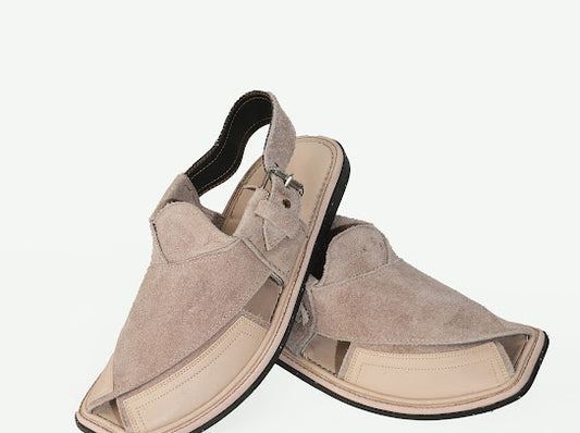 Cream Suede Peshawari Chappal