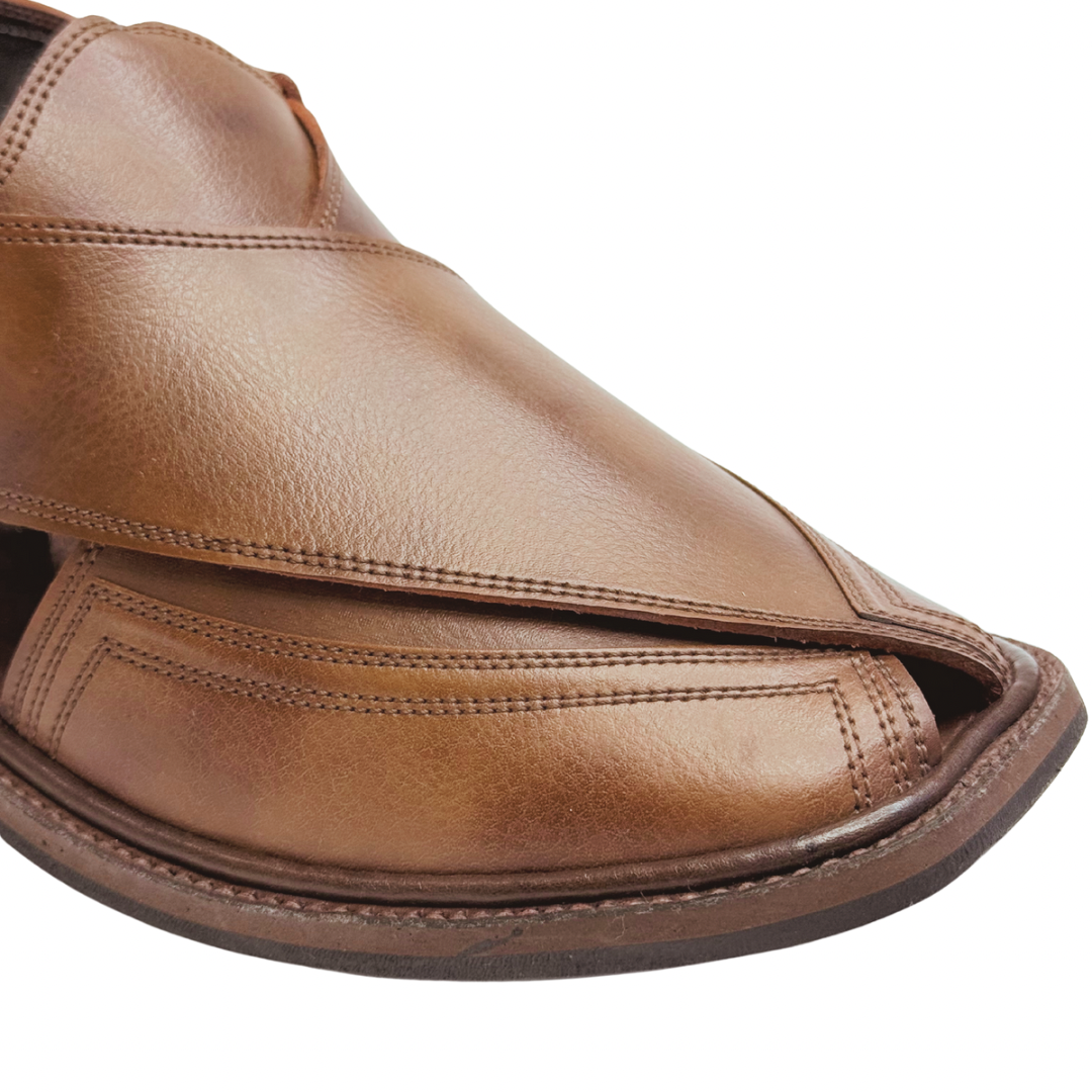 Brown Hand Stiched Peshawari Chappal