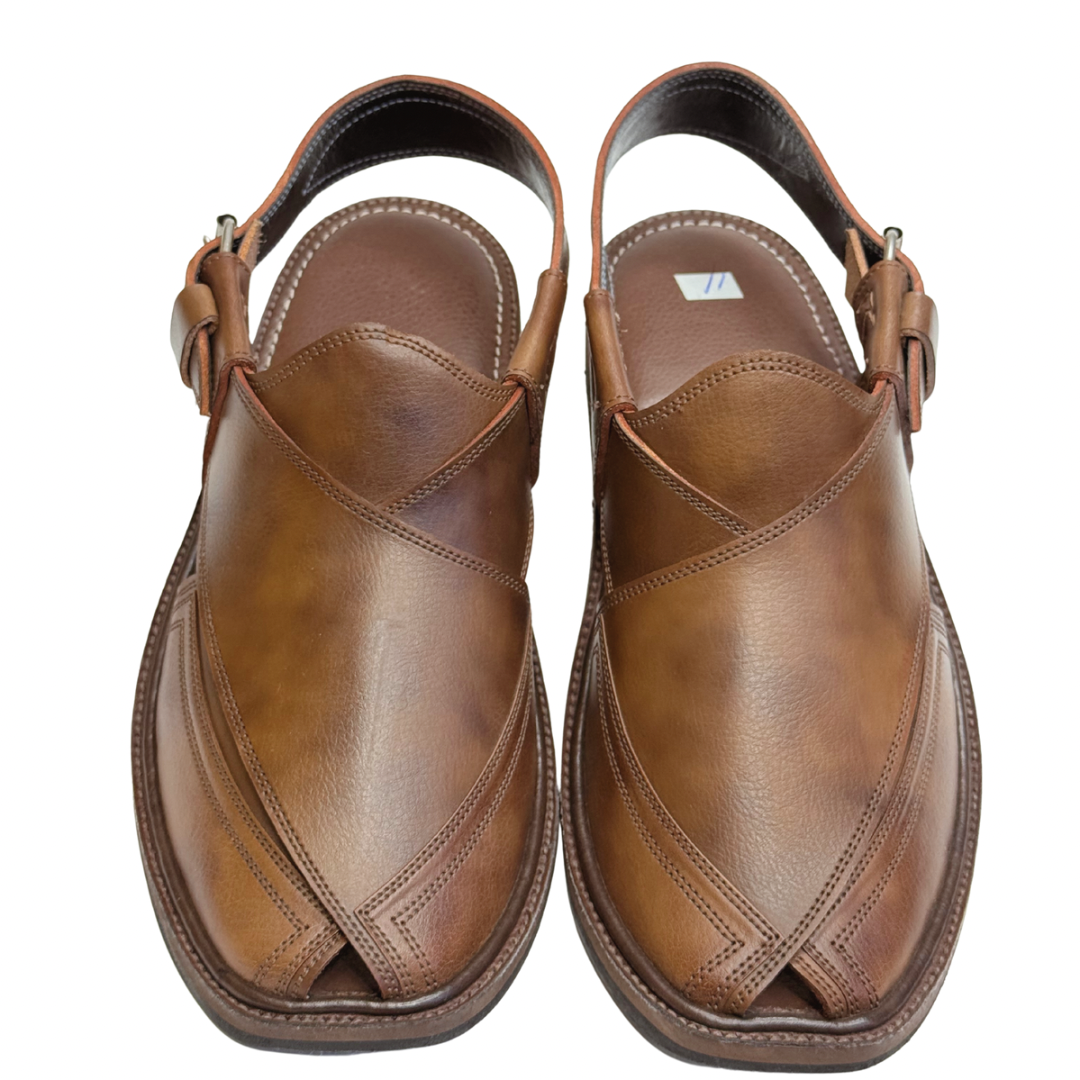 Brown Hand Stiched Peshawari Chappal