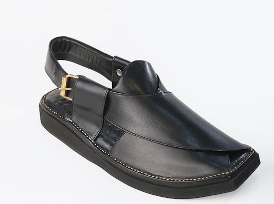 Black Kaptan Peshawari Chappal