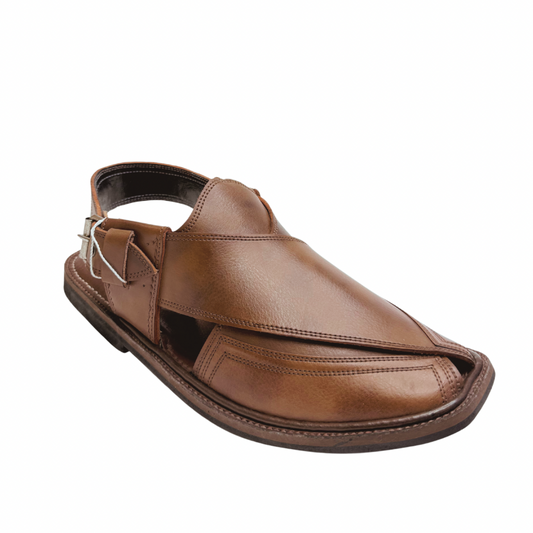 Brown Hand Stiched Peshawari Chappal