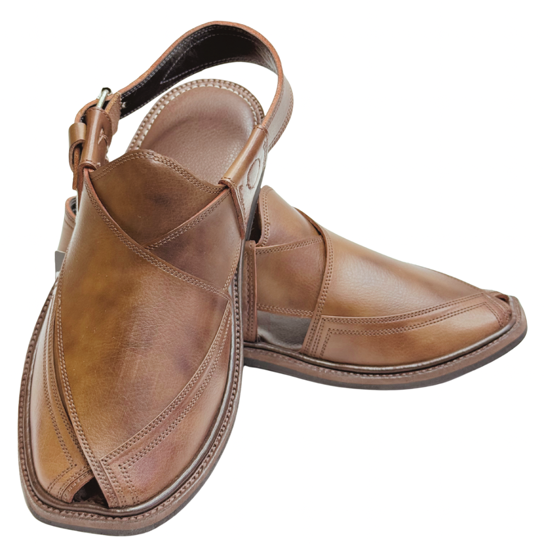 Brown Hand Stiched Peshawari Chappal