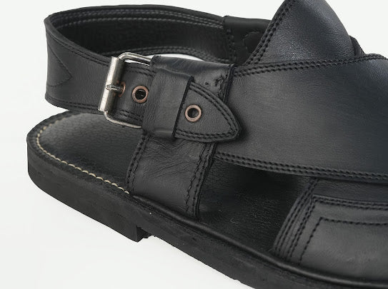 Black Classic Peshawari Chappal