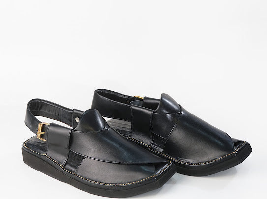 Black Kaptan Peshawari Chappal