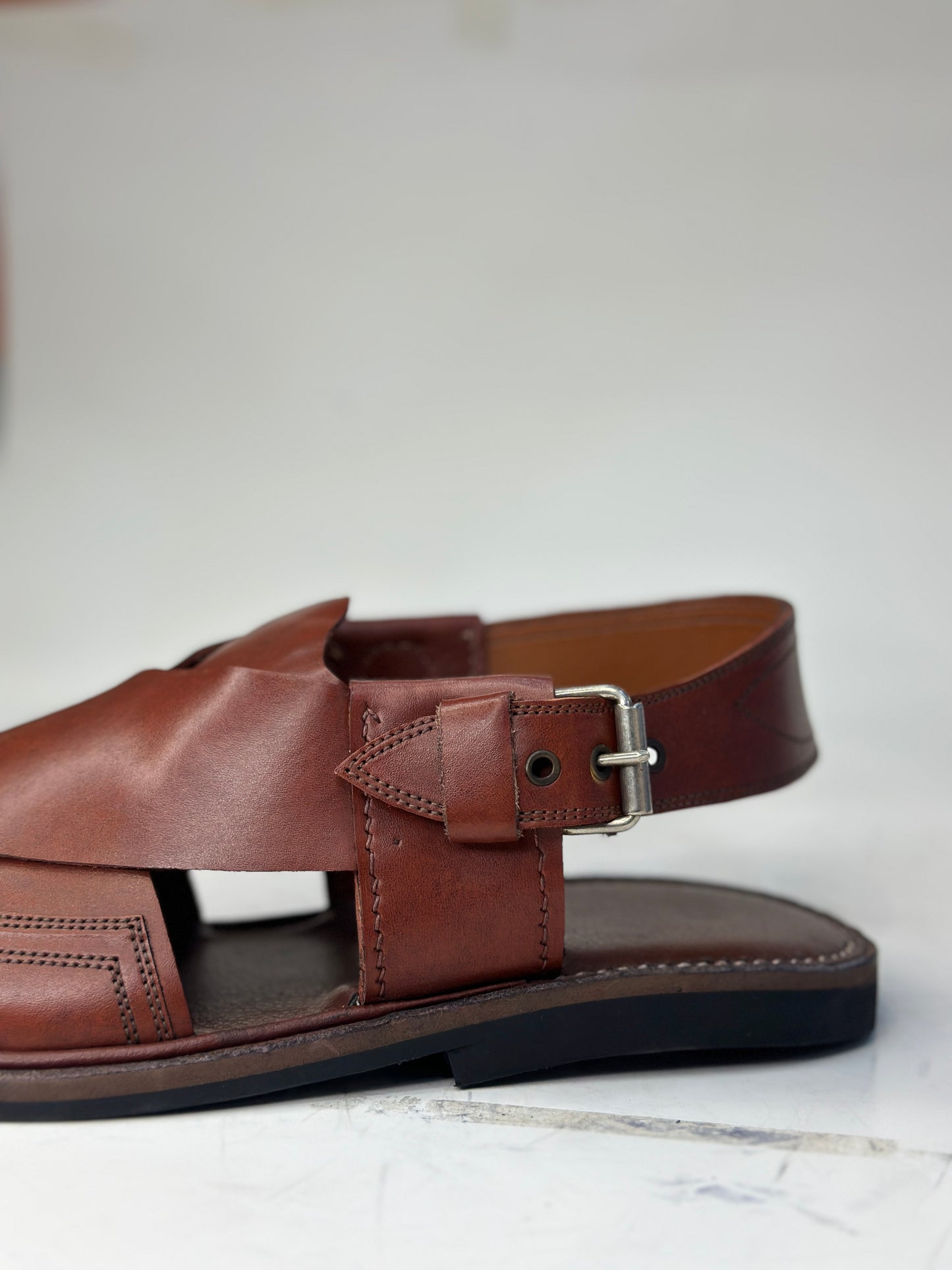 Maroon Stiched Peshawari Chappal