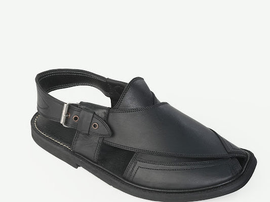 Black Classic Peshawari Chappal