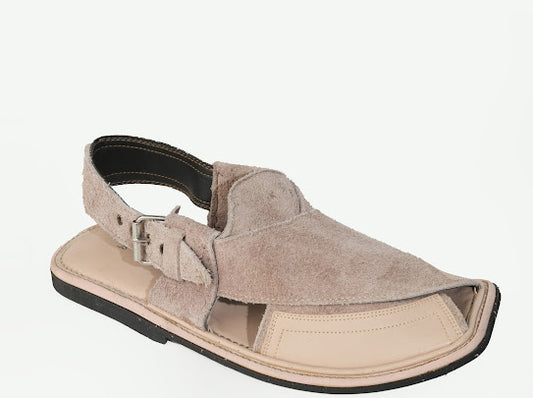 Cream Suede Peshawari Chappal