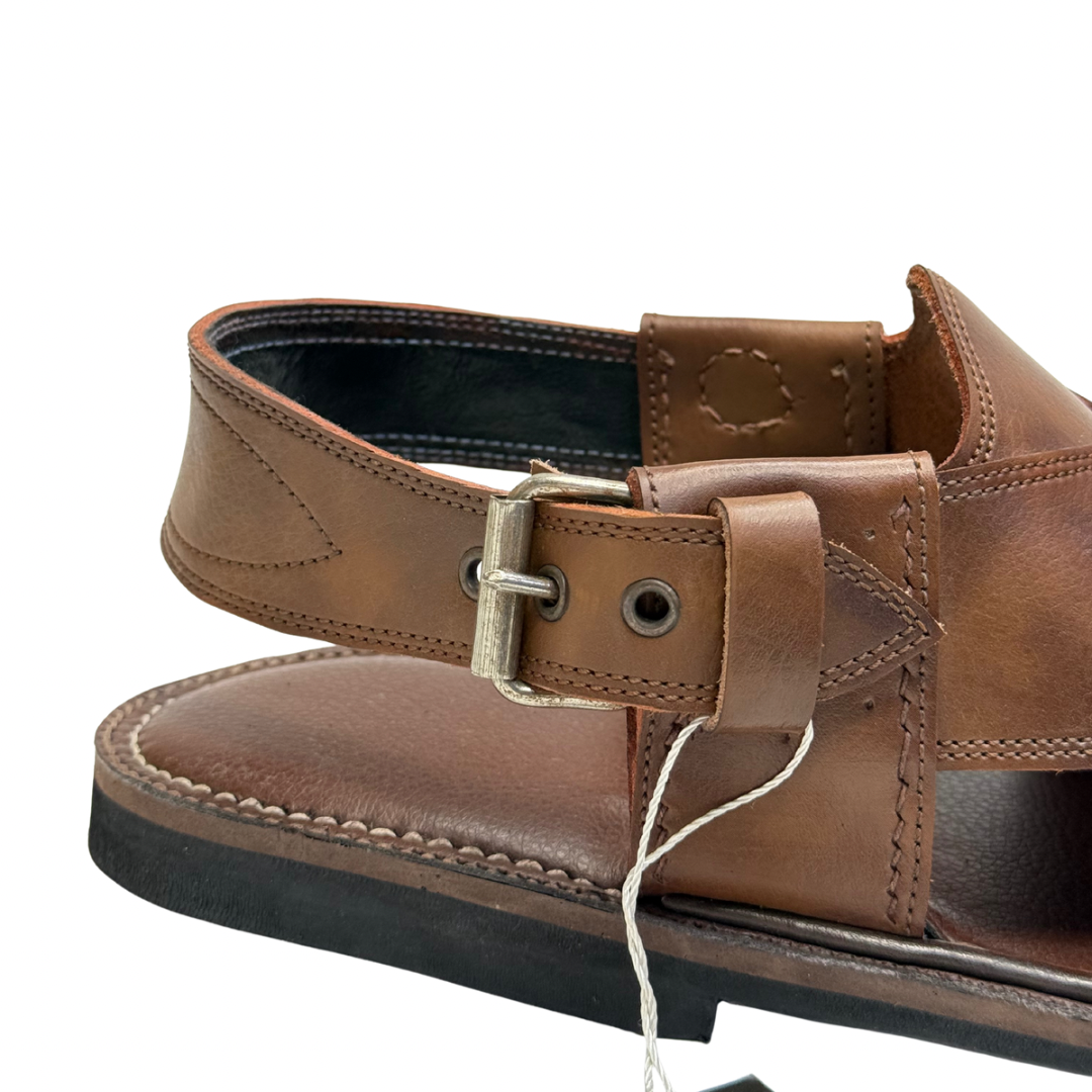 Brown Hand Stiched Peshawari Chappal