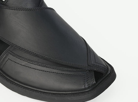 Black Classic Peshawari Chappal
