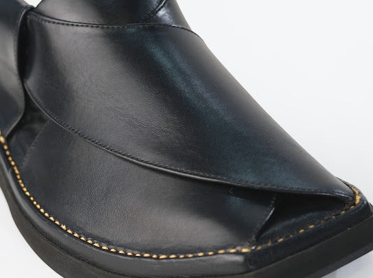 Black Kaptan Peshawari Chappal