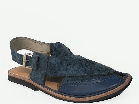 Blue Suede Peshawari Chappal