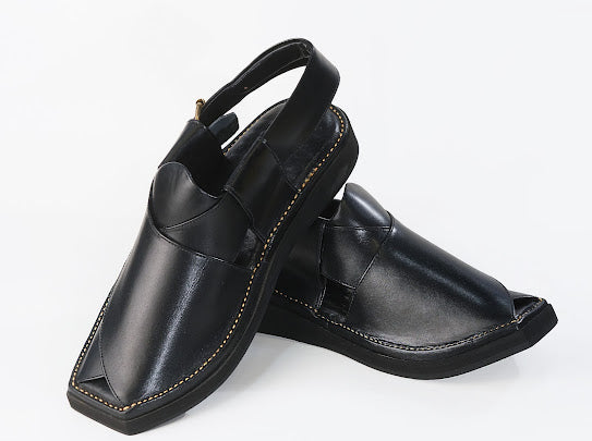 Black Kaptan Peshawari Chappal